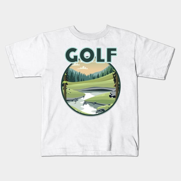 Golf retro Sports logo Kids T-Shirt by nickemporium1